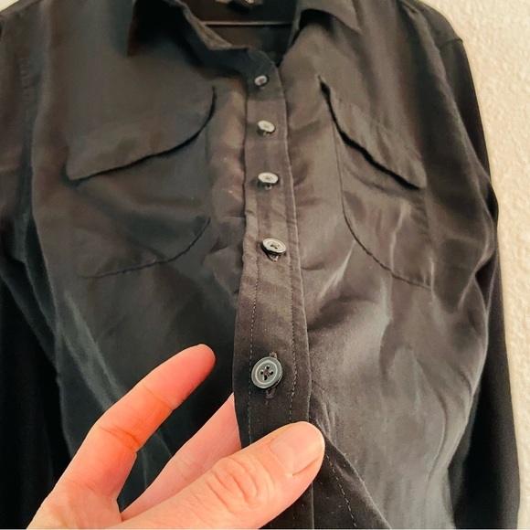 Black Silky Button Up Blouse - Picture 5 of 11